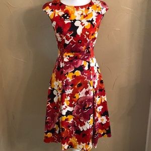 David Meister floral dress with bow detail, size 2